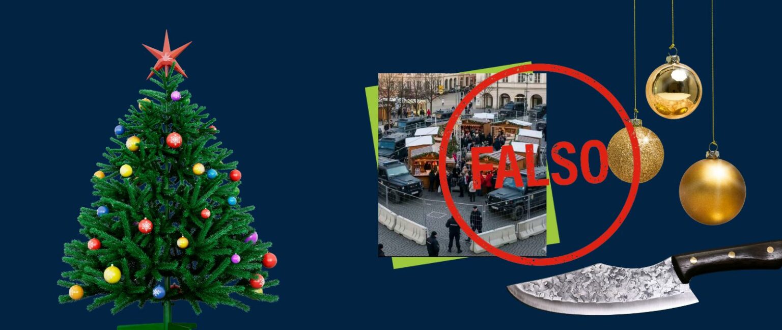 Esta foto de un mercado navideño en Alemania rodeado por Policías no es real