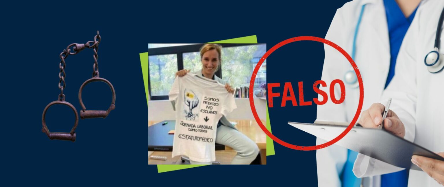 La foto de Mónica García con una camiseta que dice “somos médicos no esclavos” es un montaje