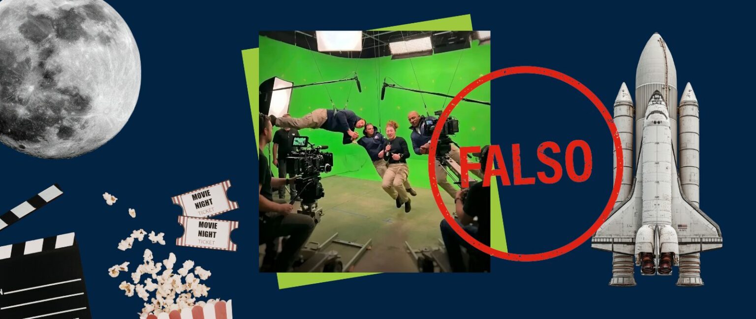 Esta imagen de los tripulantes de la misión Artemis II delante de un croma verde es un montaje