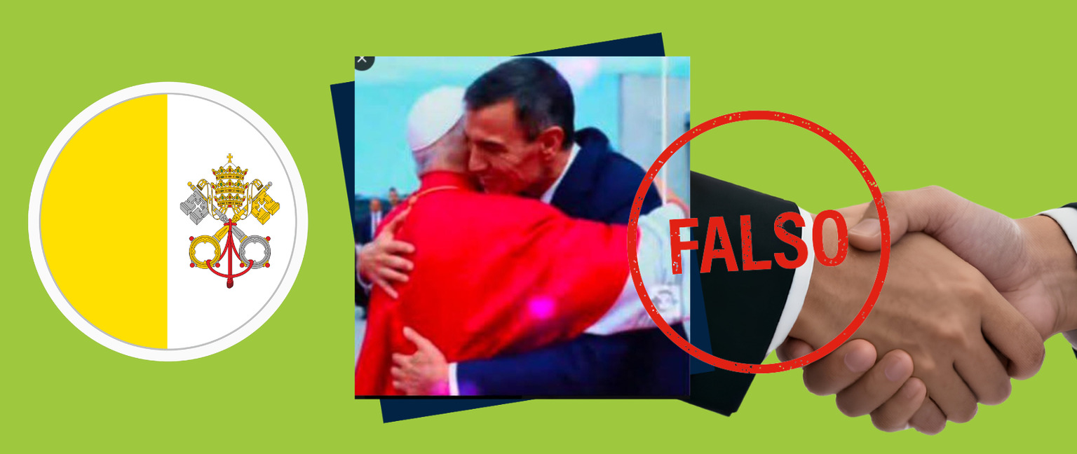 La imagen del abrazo de Sánchez y el papa no es real