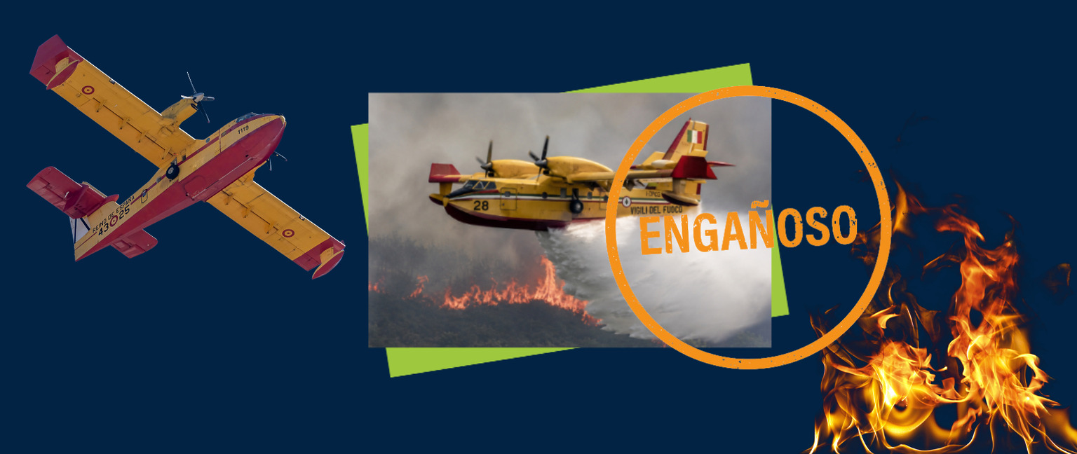 Esta foto de un avión italiano apagando los incendios en España no es real