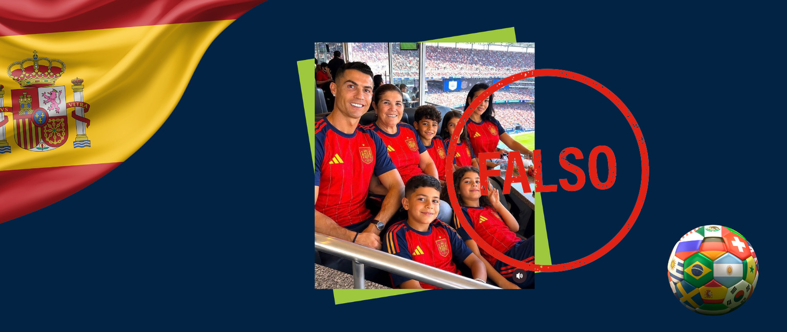 Esta foto de Cristiano Ronaldo con su familia con la camiseta de España no es real