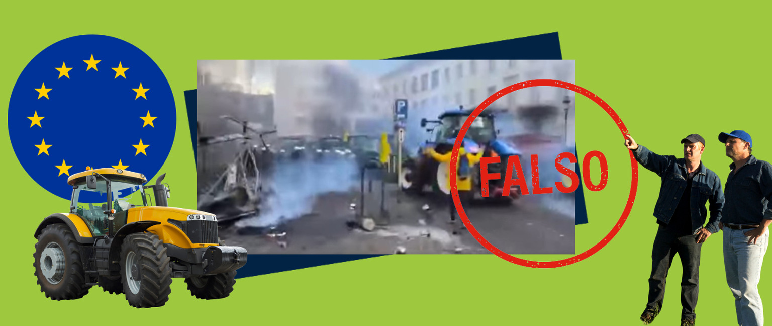 Este vídeo que muestra enfrentamientos entre la policía y un grupo de agricultores en Bruselas no es actual
