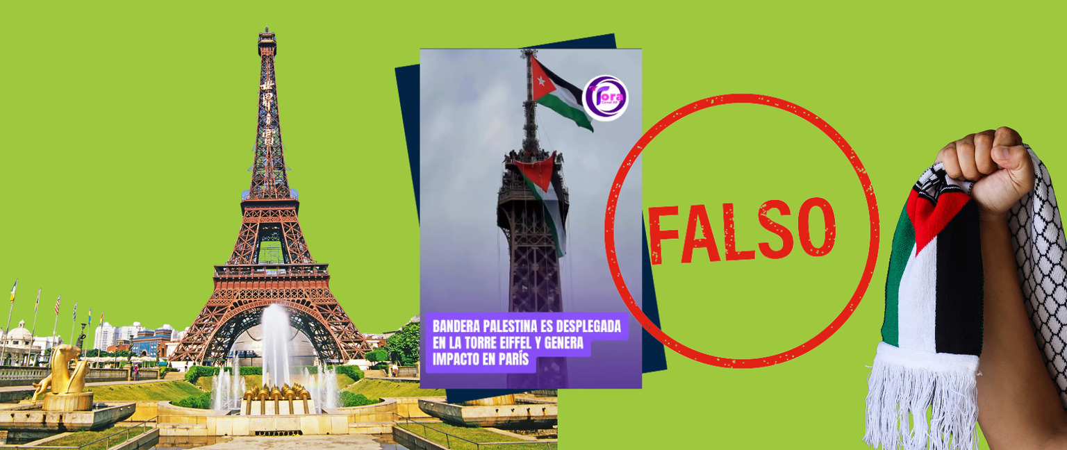 El vídeo de la bandera palestina ondeando en la torre Eiffel no es real