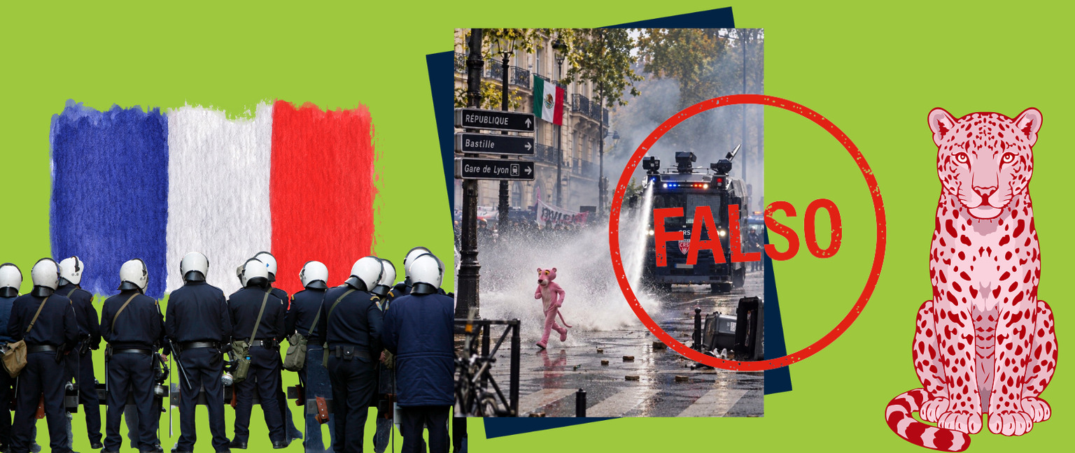 La foto de la Pantera Rosa en las protestas de París no es real