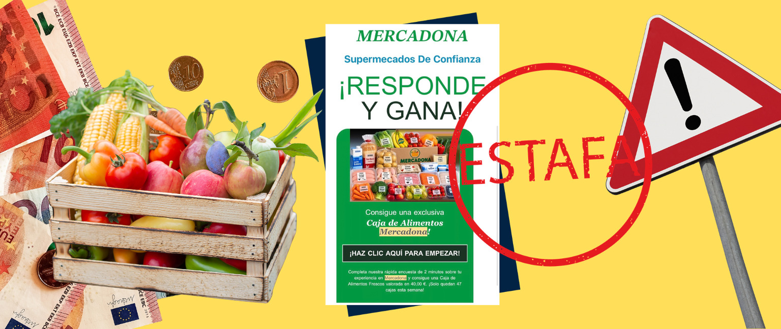 Mercadona no regala una caja de alimentos frescos por contestar una encuesta, es phishing